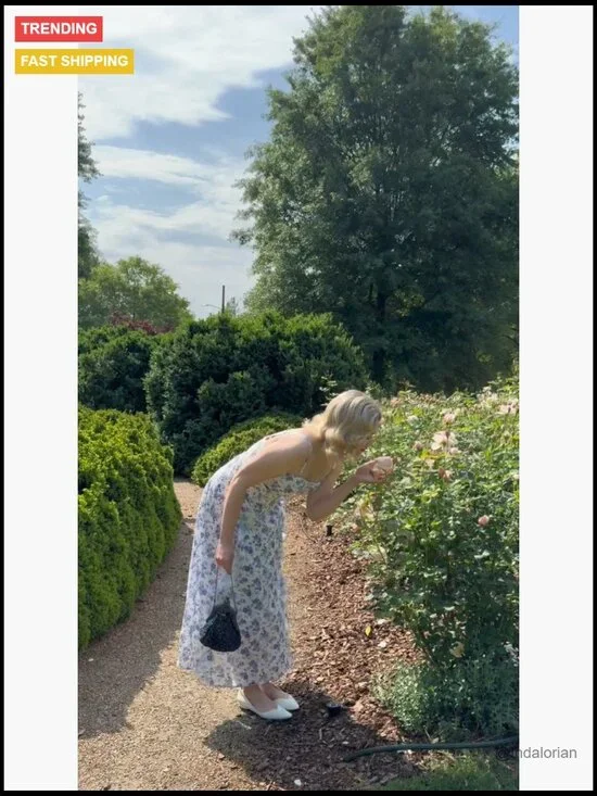 Polyester Blend Floral Midi Sun Dress with Ruffles for Wedding Guest - Picture 7 of 7